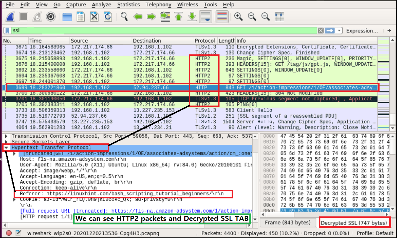 wireshark capture localhost traffic linux