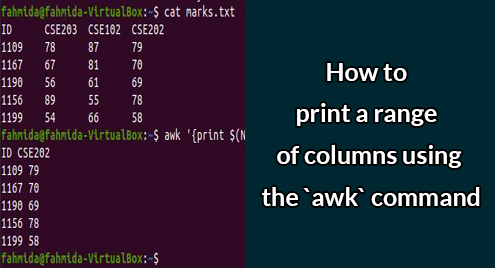 How to print a range columns using the `awk` command