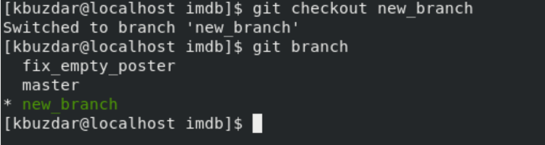 switch into branch from master git