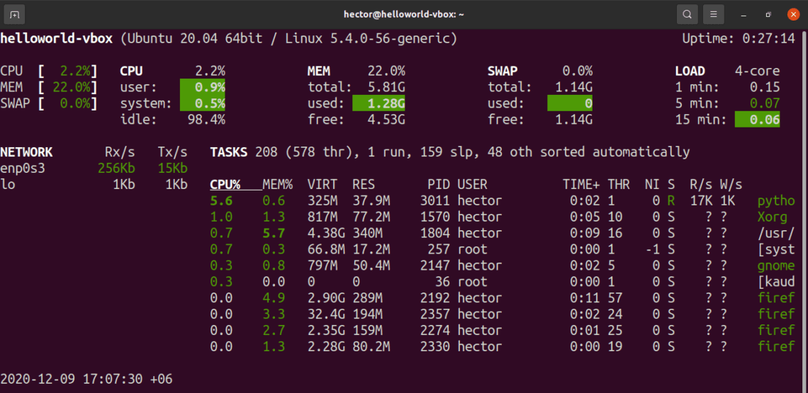linux view cpu usage
