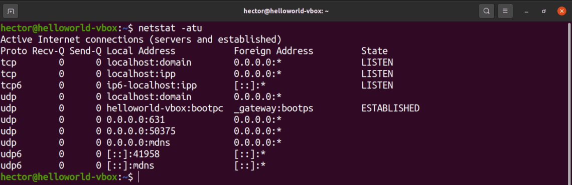 command to list ports in linux