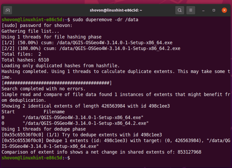 How to Save Disk Space using Btrfs Deduplication