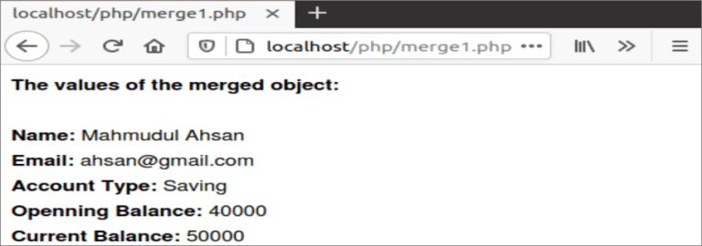 How to merge objects in PHP