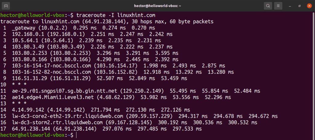 Аналог tracert в linux