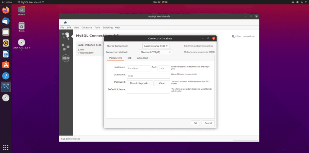 Mysql workbench ubuntu не подключается