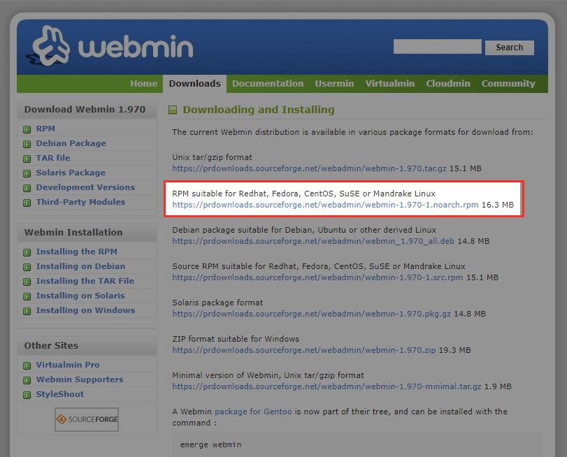 webmin downloads