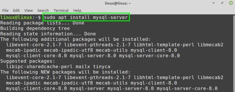 Linux mint как запустить mysql