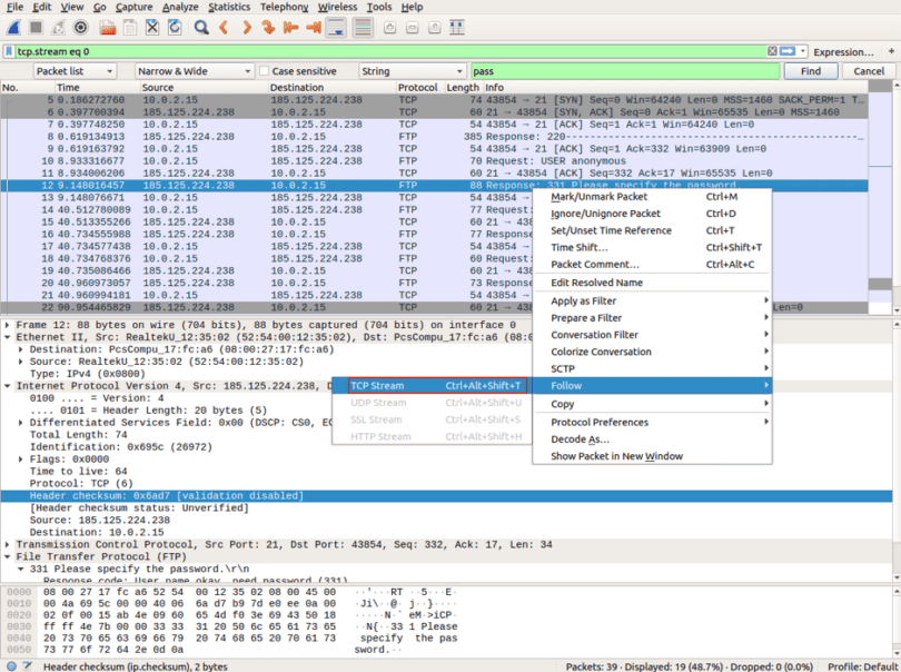 wireshark filter tcp packets