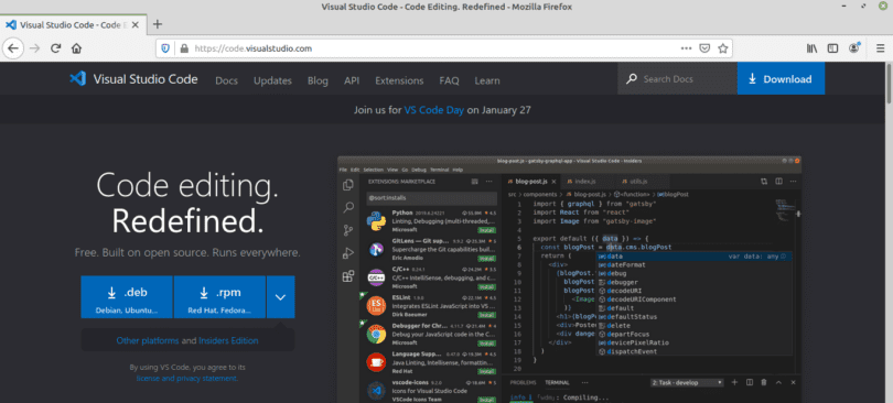 install visual studio code linux mint