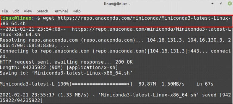 install miniconda linux