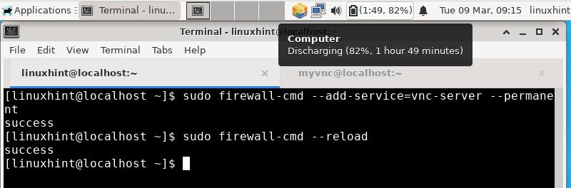 linux firewall enable vnc server