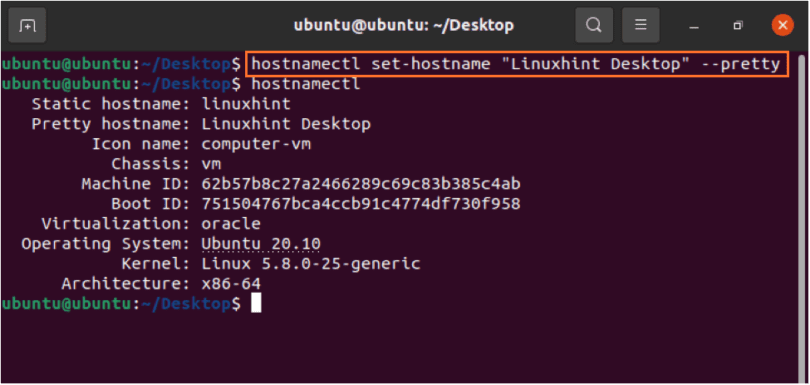 Linux hostname без перезагрузки