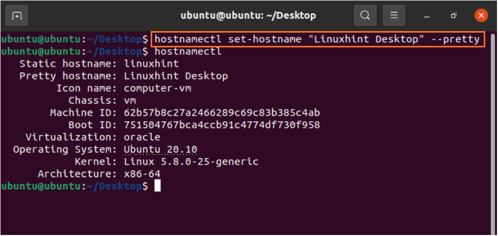 Linux имя хоста. Hostnamectl.