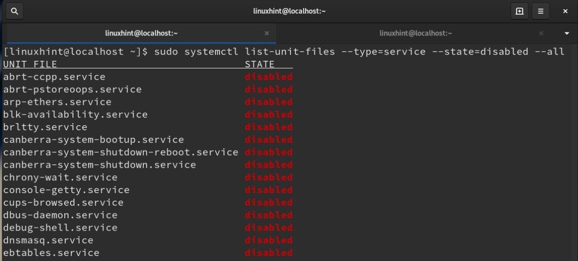 Linux список запущенных