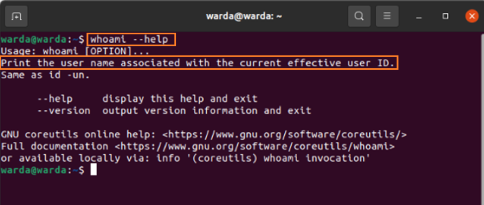 Whoami linux что делает