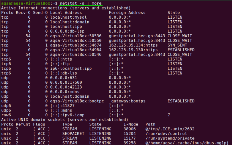 Аналог netstat в linux