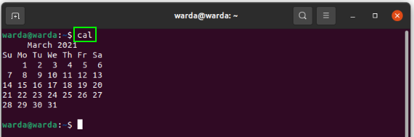 Команда cal в linux