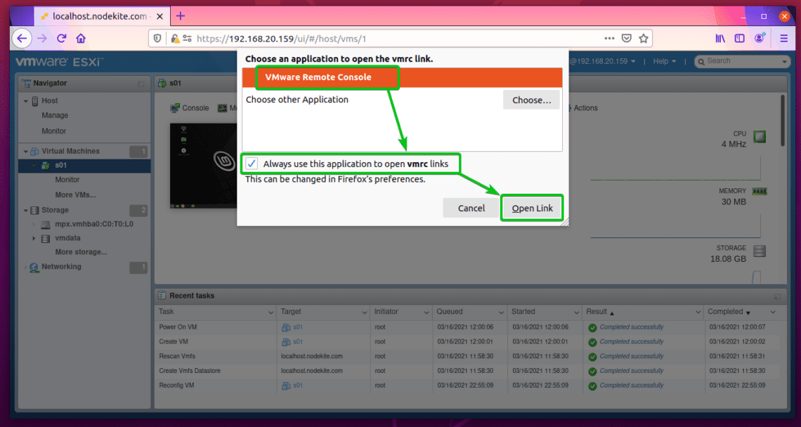 Не открывается vmware remote console