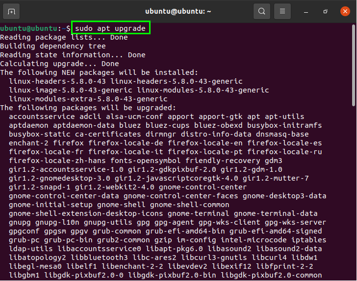 sudo apt upgrade ubuntu