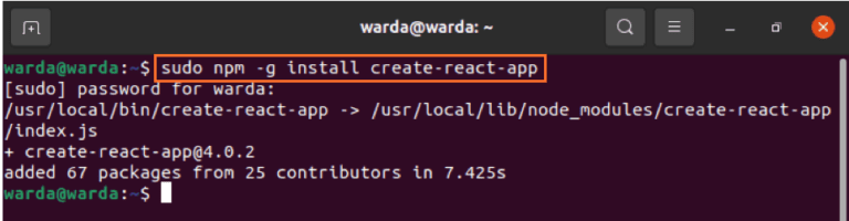 Как установить react js ubuntu