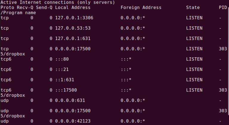 Команда netstat в linux