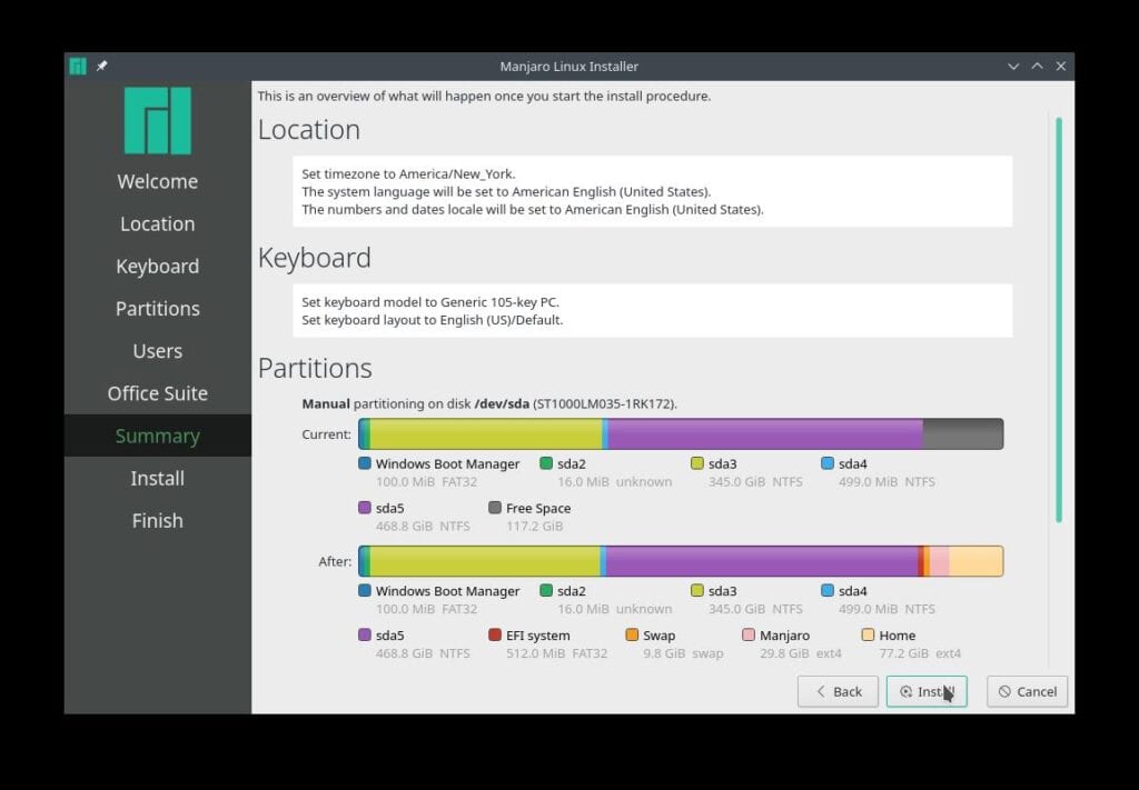 Установка manjaro linux рядом с windows 10 uefi