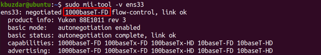 How do I check my NIC card speed Linux?