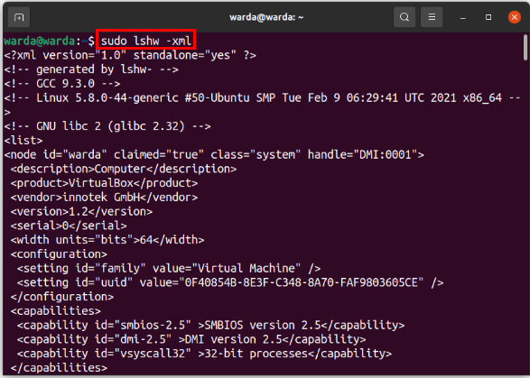 Linux lshw Command - Linux Hint