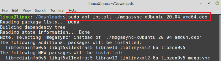 install megasync ubuntu 18.04 terminal