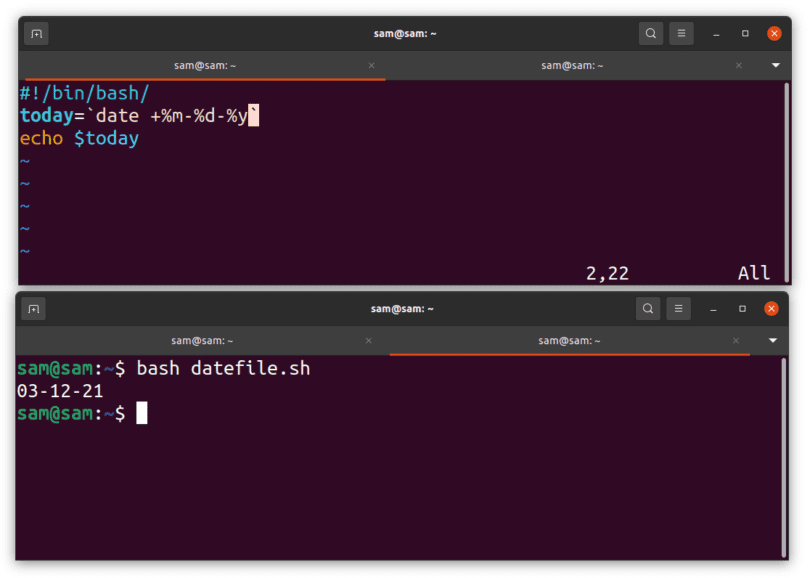 Bash Date Function Format