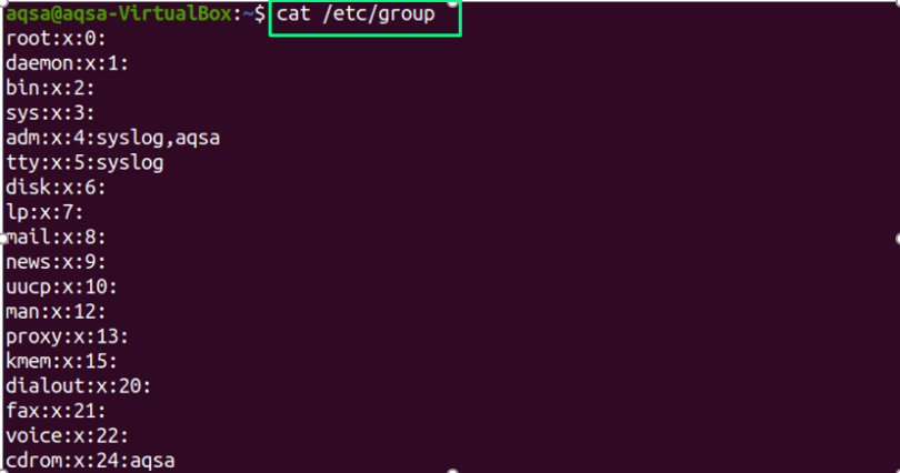 list group linux command