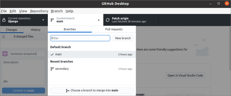 github desktop delete branch