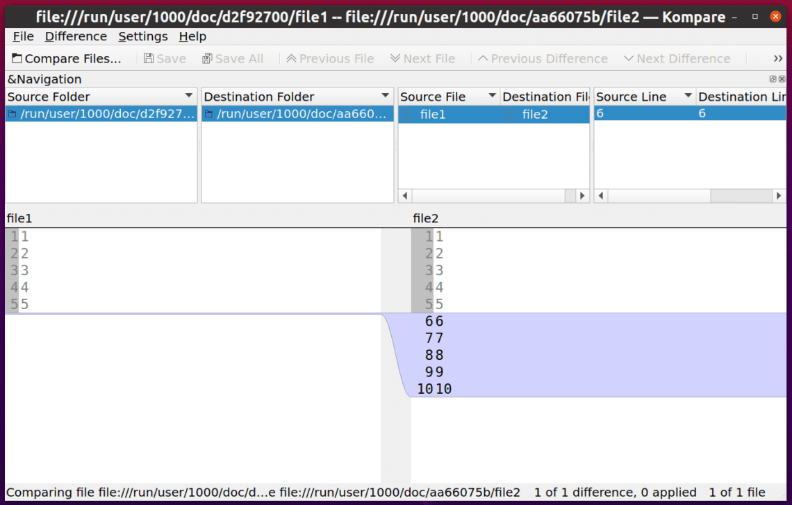 Create Diff Between Two Files in Linux