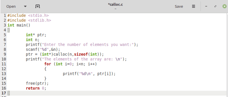 Calloc in C