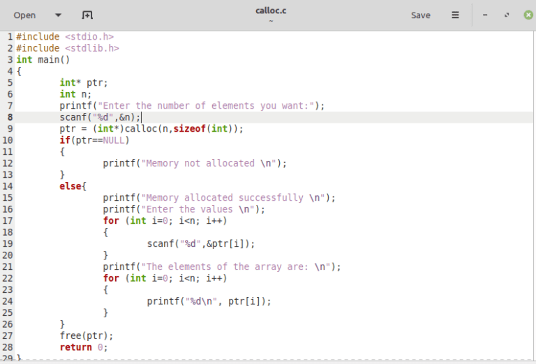 Calloc in C