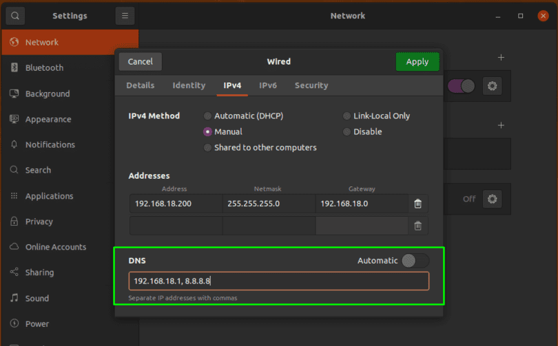 ubuntu 20.04 configure static ip