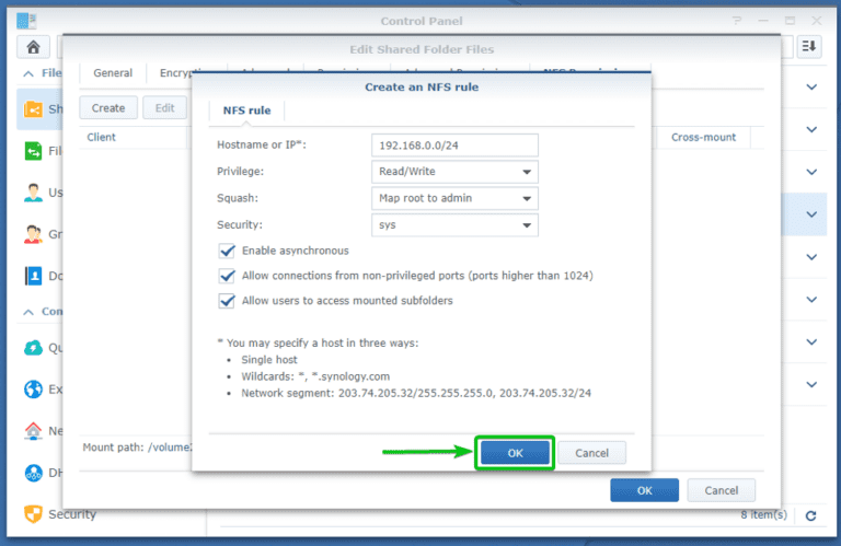 Подключение synology к linux