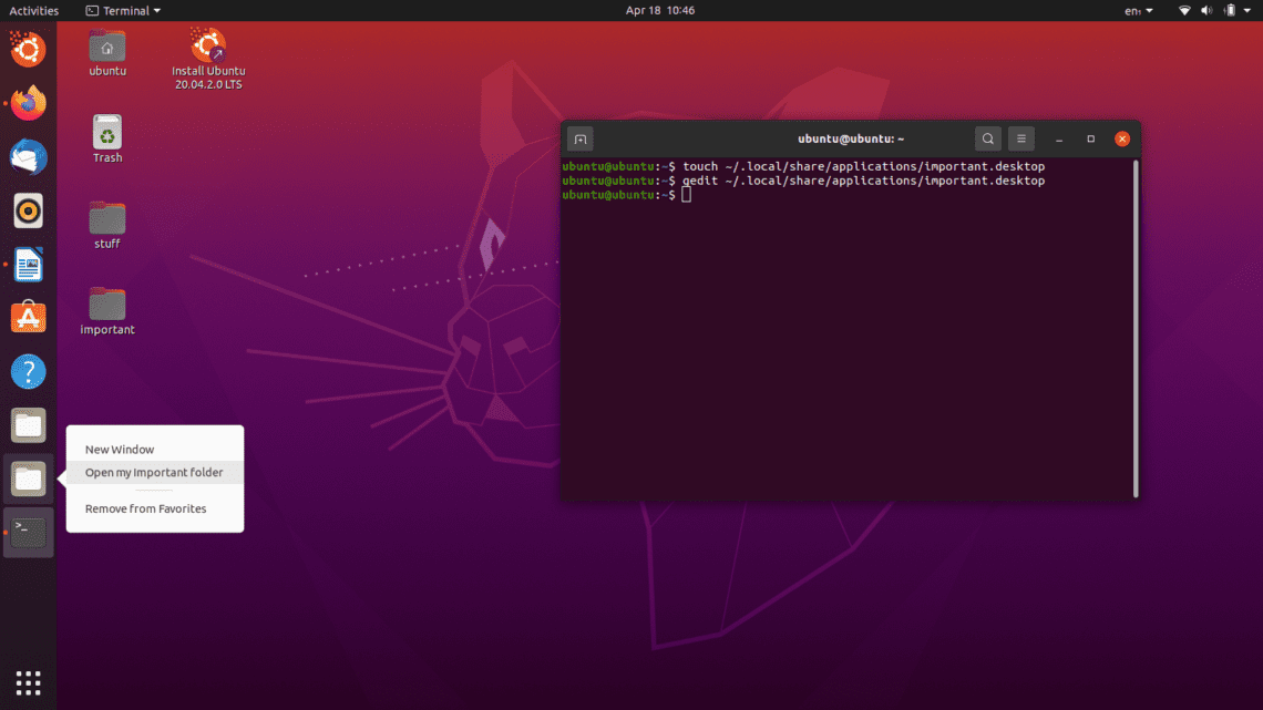 How do I add a folder to the sidebar in Ubuntu?