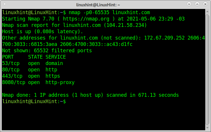 Nmap to scan all ports