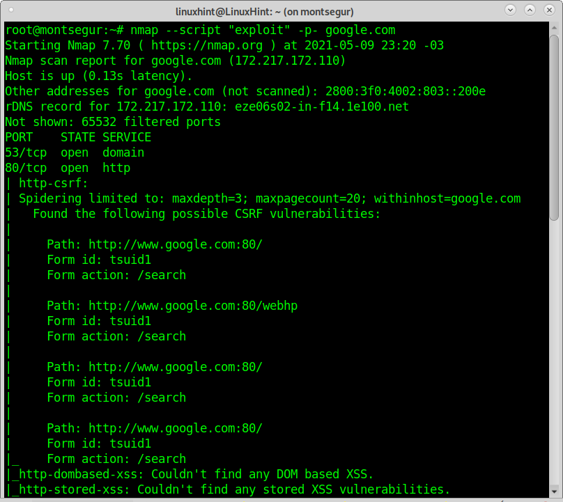 nmap linux port scan example