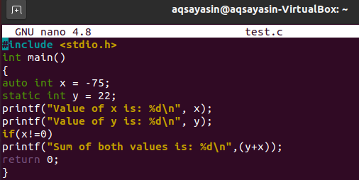 Static Variables In C