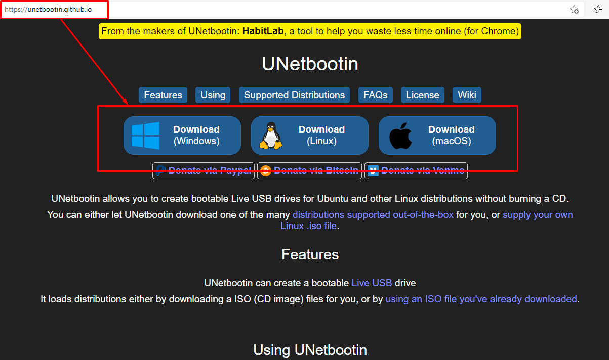 install linux on usb with unetbootin