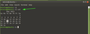 Команда cal в linux
