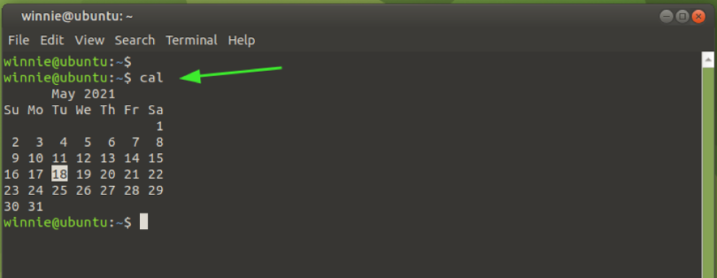 How To Execute Cal Command In Linux