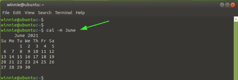 Команда cal в linux