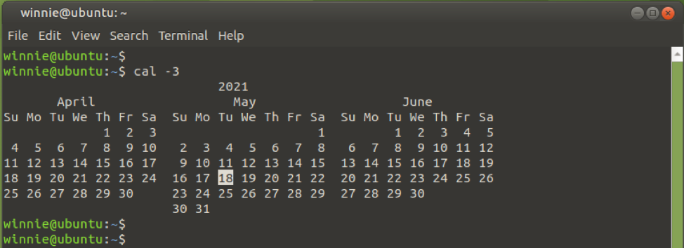 Команда cal в linux