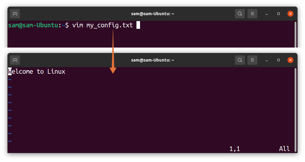 linux vim command