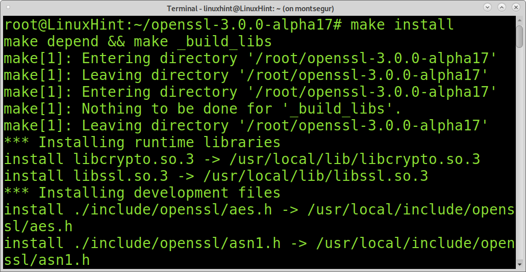 openssl version