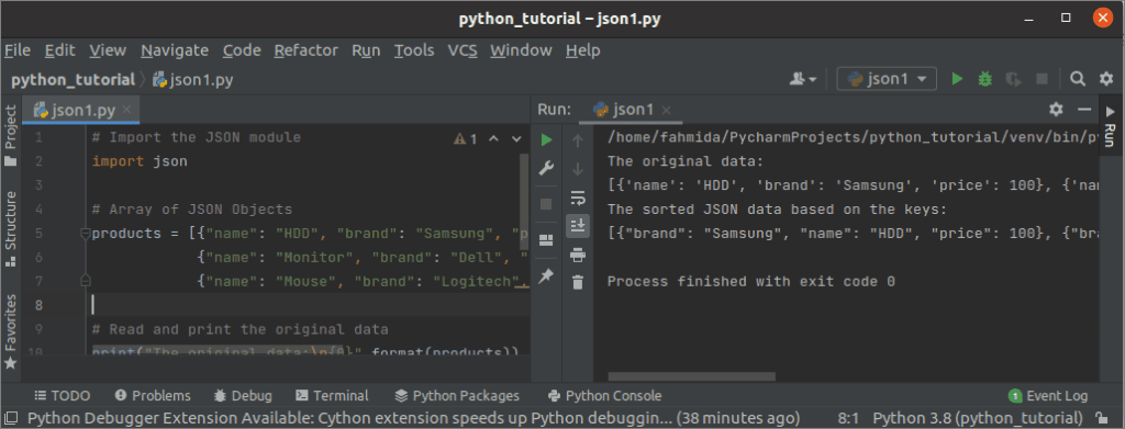 How to sort json objects in python vrogue