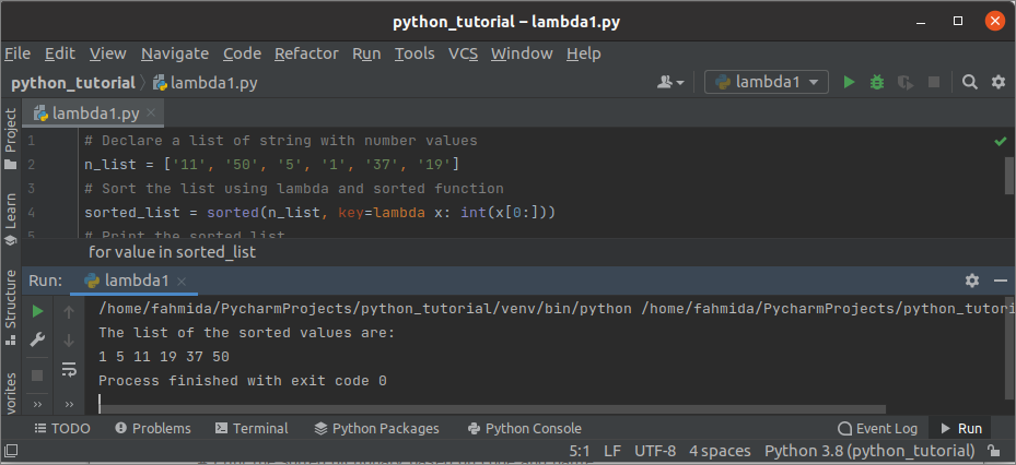 python3 sort list lambda